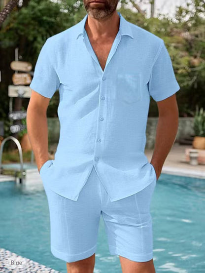 Hommes ensemble chemise à manches courtes légère et shorts Chic und Stil