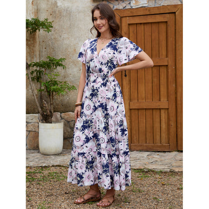 Robe midi enveloppante à fleurs pour femmes Chic und Stil