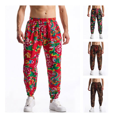 Men's leisure pants with a chic floral design