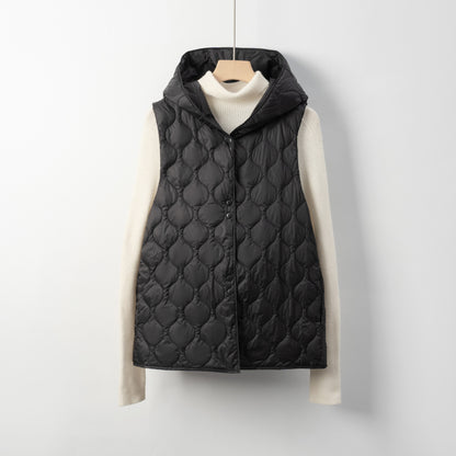 Dames gilets matelassé avec capuche cachée et doublure intérieure douce Chic und Stil