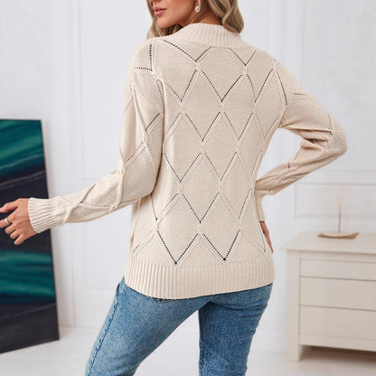 Dames Pull en tricot fin avec motif géométrique ajouré Chic und Stil