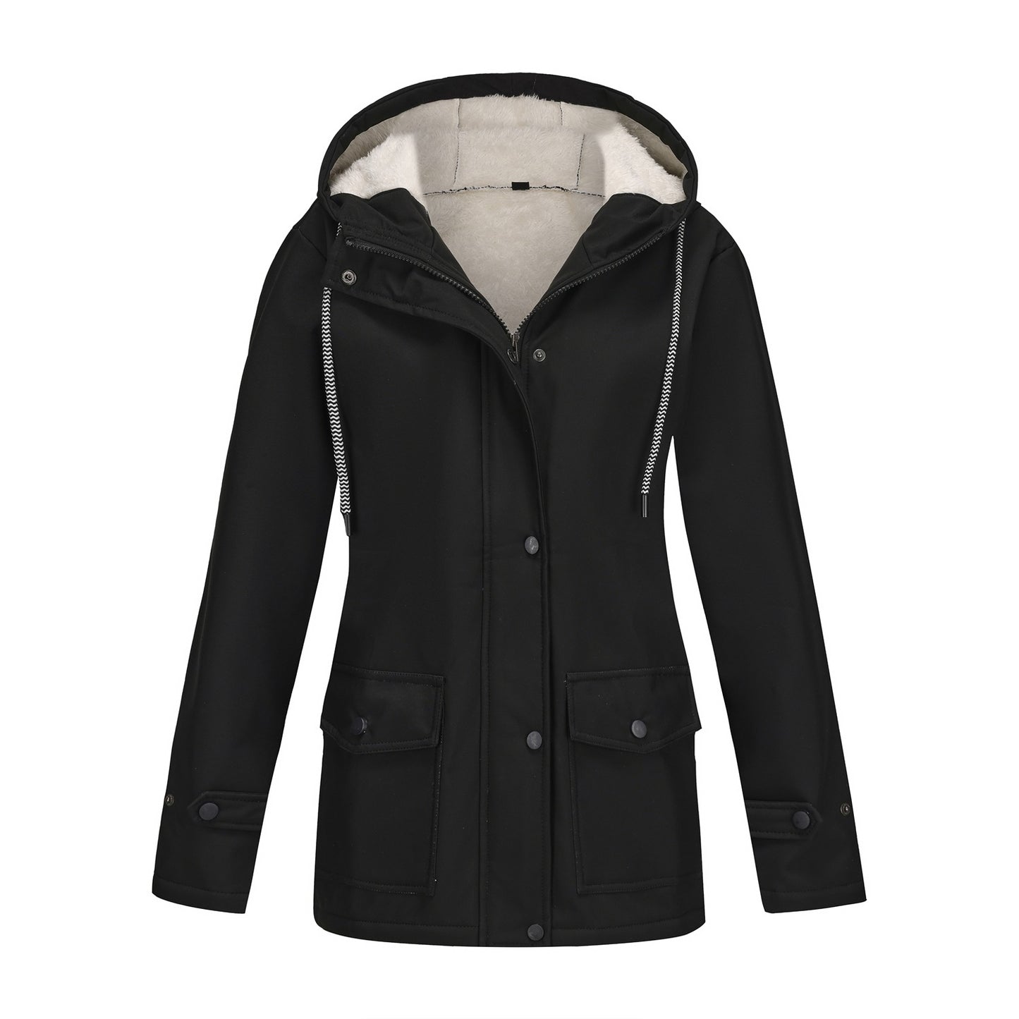 Women waterproof hooded jacket with soft fleece lining Chic and Style