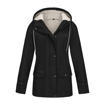 Women waterproof hooded jacket with soft fleece lining Chic and Style