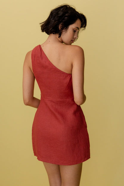 Robe d'été en lin asymétrique pour femmes Chic und Stil