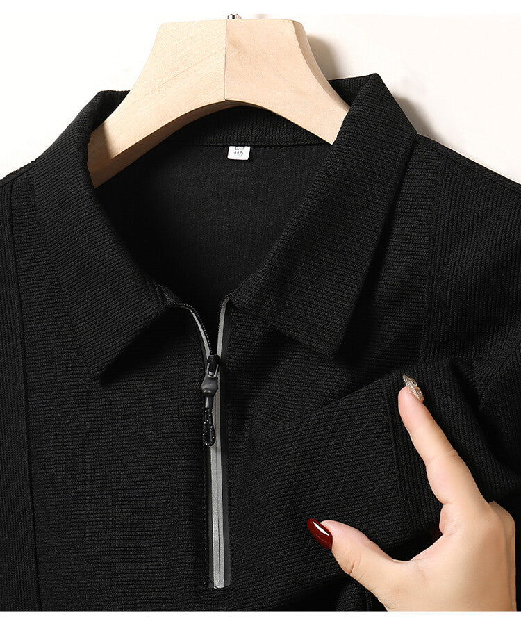 Casual long sleeve pullover for men with half zipper and textured pattern Chic und Stil