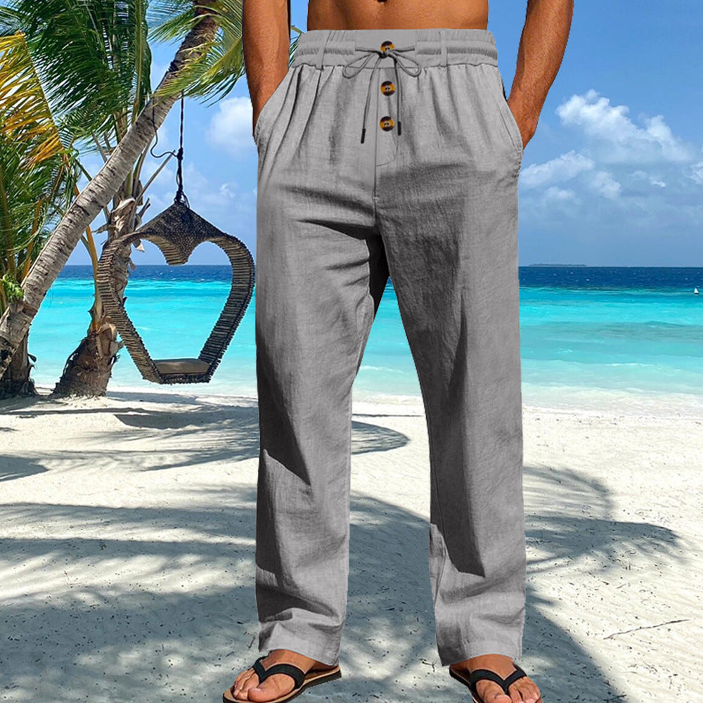 Lightweight beach pants for men with adjustable drawstring and practical side pockets Chic and Style