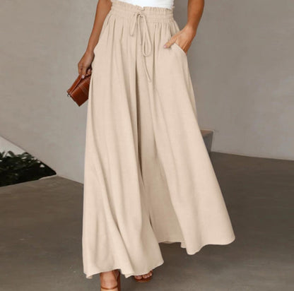 Wide-leg pants for women with elastic waistband and pockets Chic and Style
