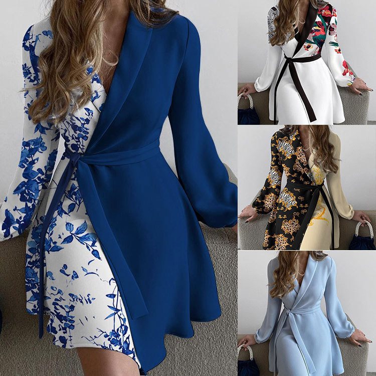 Robe portefeuille chic pour femme avec motif animal et manches longues Chic und Stil