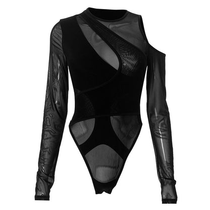 Body pour femmes tendance avec design asymétrique et inserts transparents Chic und Stil