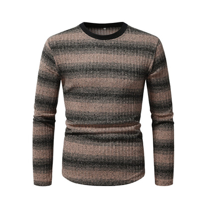 Chemise à manches longues pour hommes en matériau texturé avec un motif rayé à la mode Chic und Stil