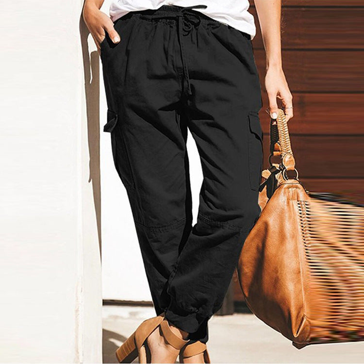 Pantalon cargo pour femme avec taille élastique et poches pratiques Chic und Stil