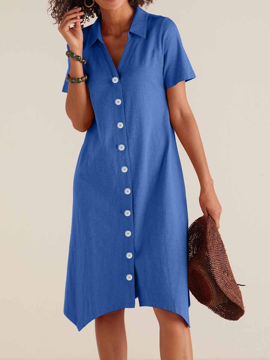 Robe chemisier pour femmes au design décontracté avec détails de boutons et ourlet tendance Chic und Stil