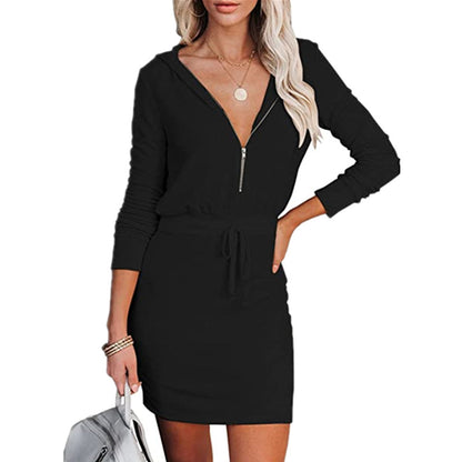 Robe mini décontractée pour femmes avec capuche et fermeture éclair Chic und Stil