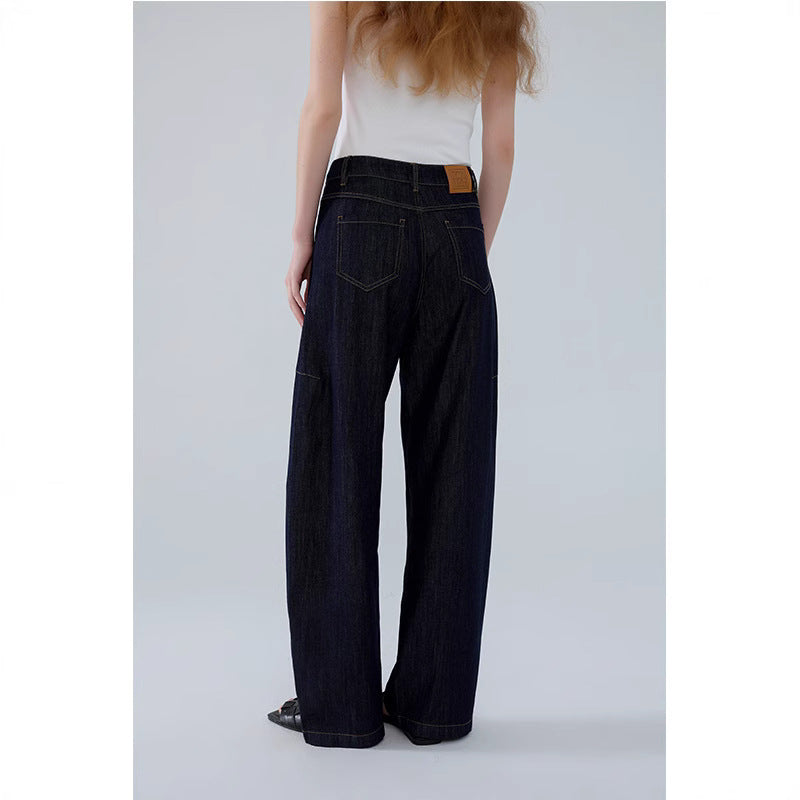 Loose-fitting high-waisted denim pants for women with side pockets Chic and Style