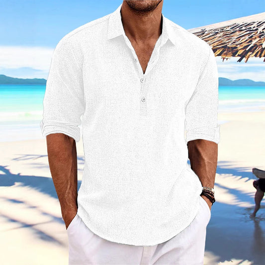 Chemise en lin léger pour hommes à manches mi-longues Chic und Stil