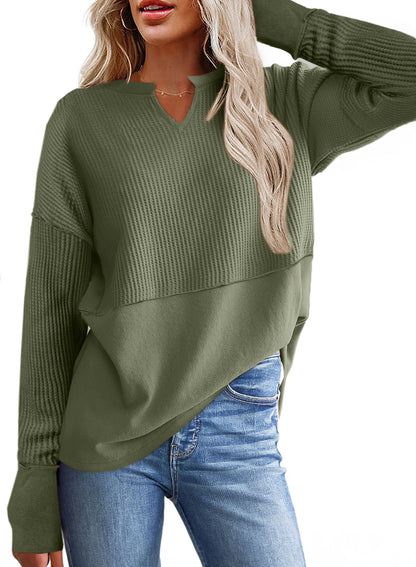 Pull-over en maille décontracté pour femmes avec décolleté en V et texture Chic und Stil