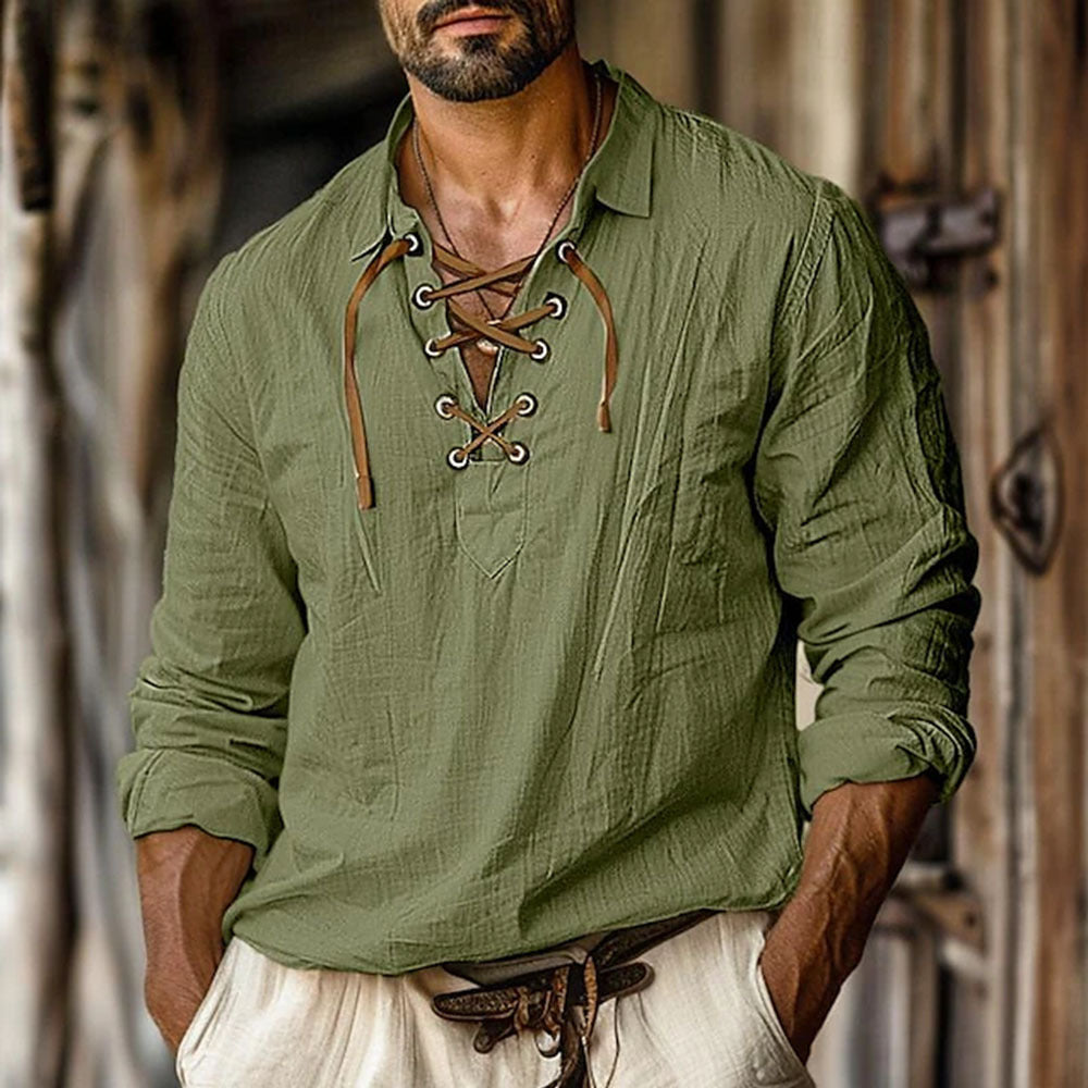Chemise décontractée à manches longues pour hommes avec un élégant laçage Chic und Stil