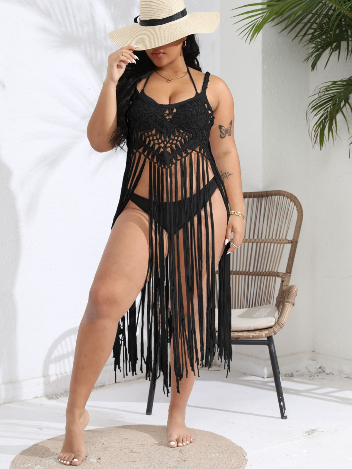 Dames crochet franges couvre-épaule plage Chic und Stil