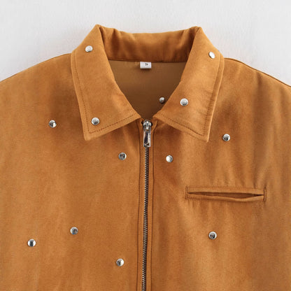 Ladies Fashionable Short Jacket with Studs Chic and Style