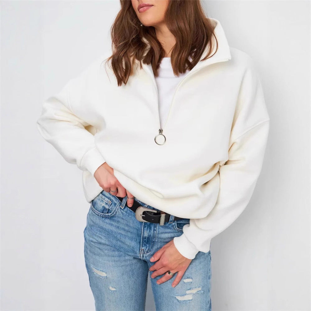 Pull femme décontracté avec capuche, col mi-haut et élégant tirant en anneau Chic und Stil