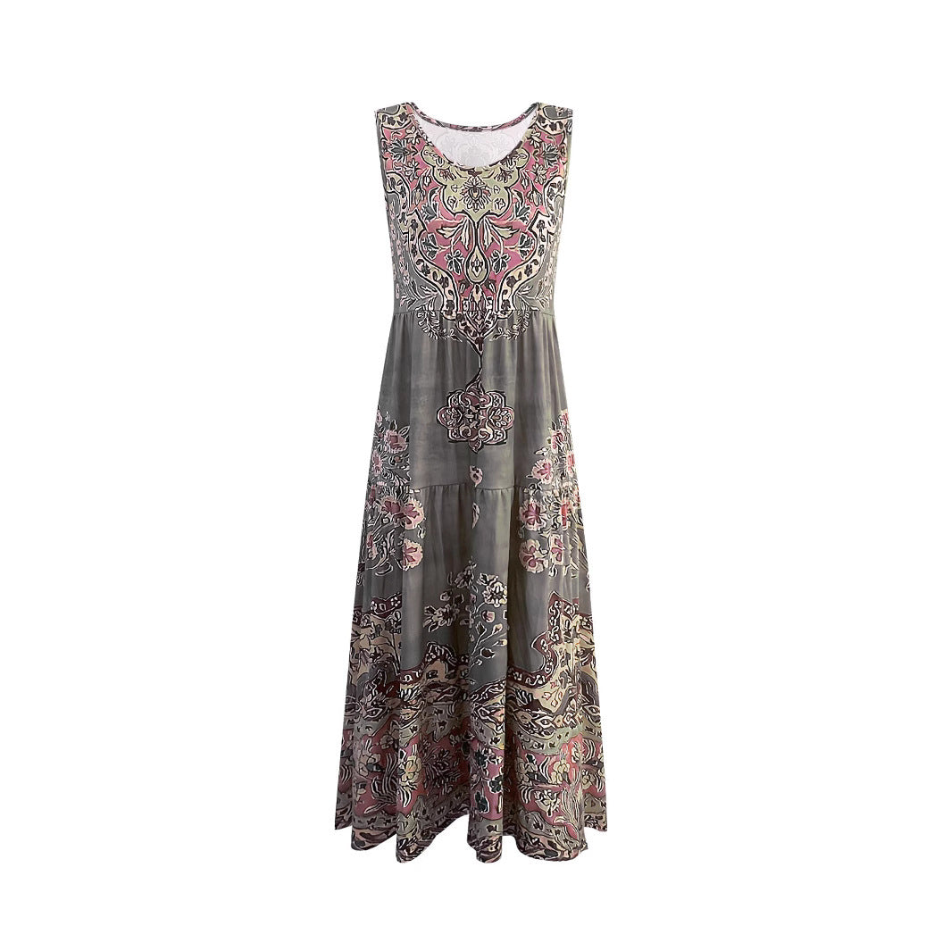 Dames Bohémien Artistique Midi Robe Chic und Stil