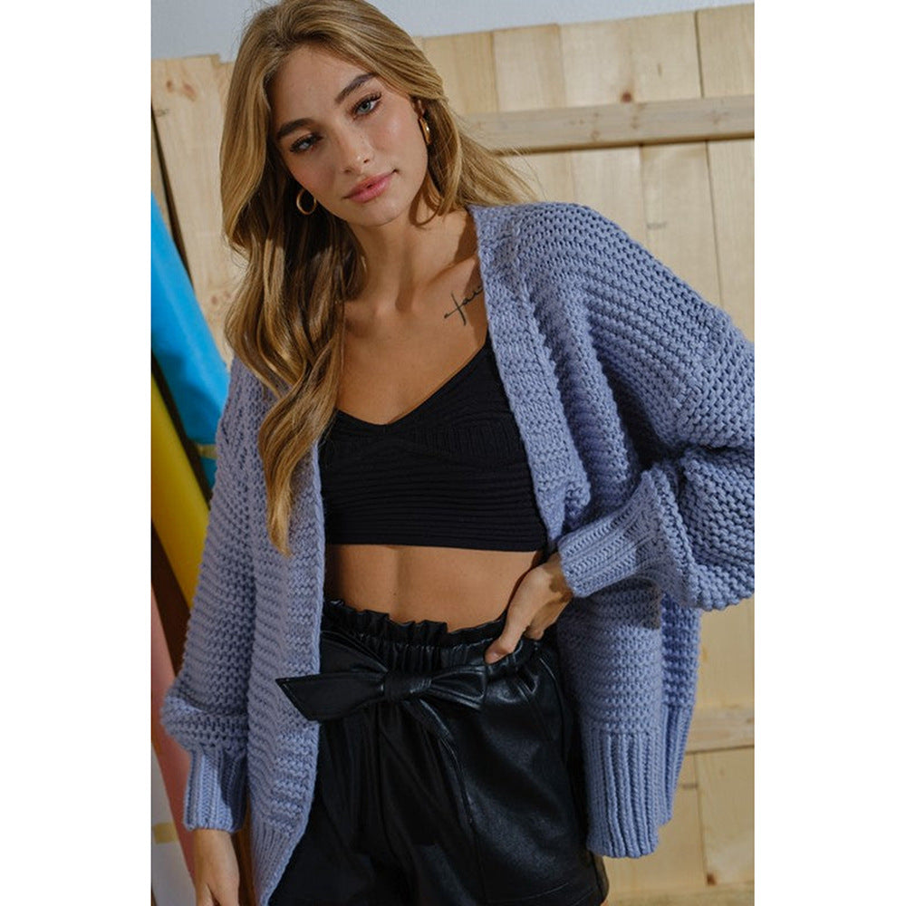 Dames gilet en tricot confortable avec un design avant ouvert et un motif structuré tendance Chic und Stil