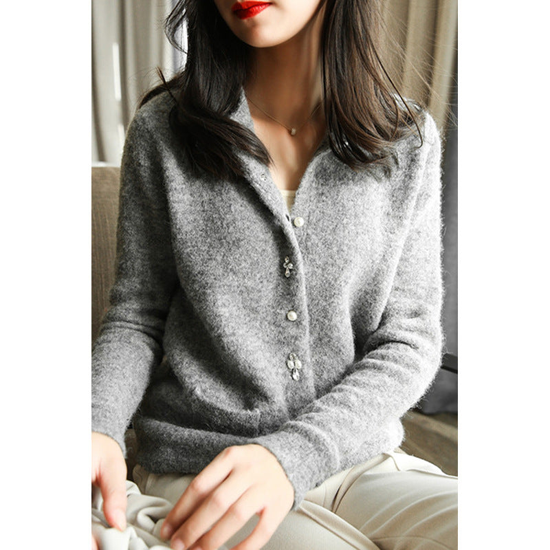 Cardigan en laine douce à boutons pour femmes Chic und Stil