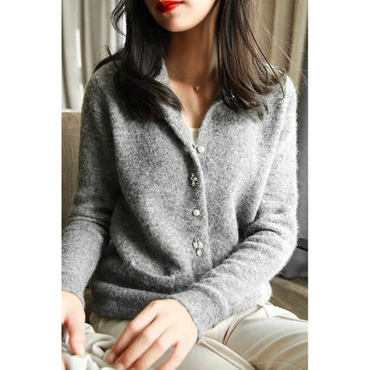 Cardigan en laine douce à boutons pour femmes Chic und Stil
