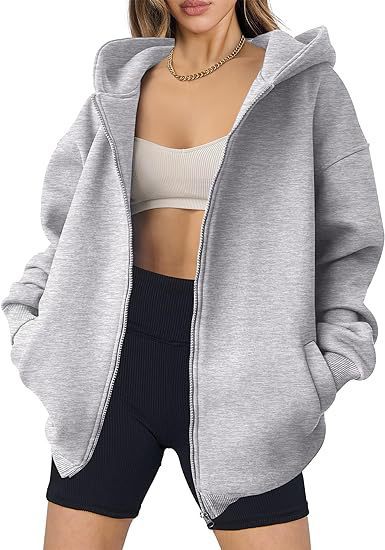 Dames décontracté oversized zip-hoodie Chic und Stil