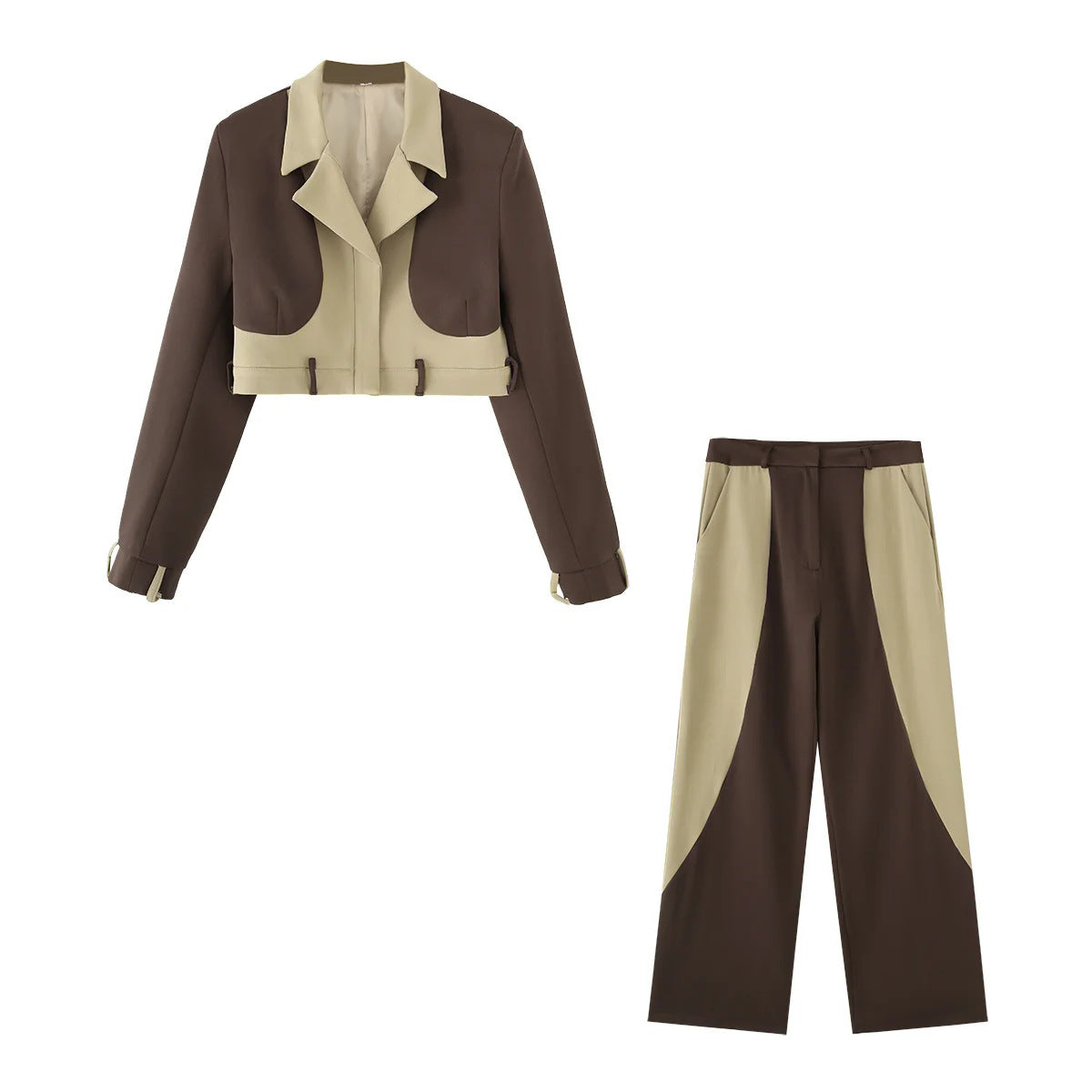 Cropped jacket for women and chic and stylish pants set