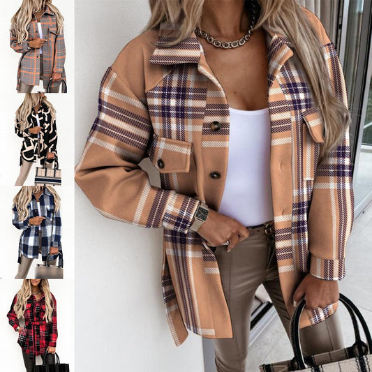 Ladies oversized check shirt jacket in soft material Chic and Style