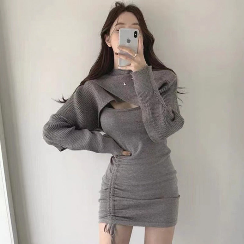 Robe en tricot pour femmes avec l'apparence d'un pull oversized et détails - Chic und Stil