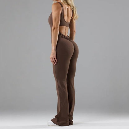 Women's Flared Sport Jumpsuit with Soft Material - Chic and Stylish