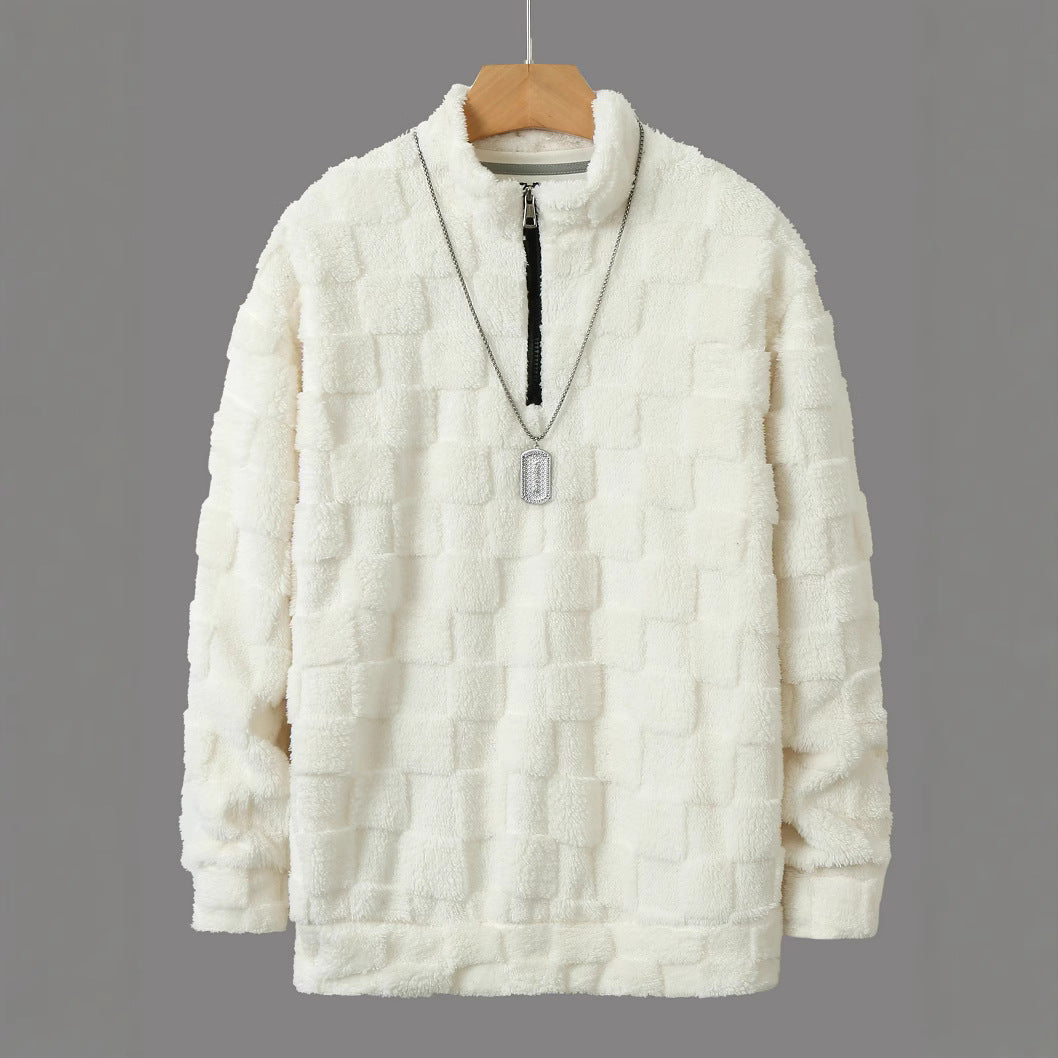 Comfortable fleece pullover for men with a high collar and zipper Chic und Stil