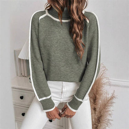 Pull-over à col roulé décontracté pour femmes avec des détails contrastés Chic und Stil