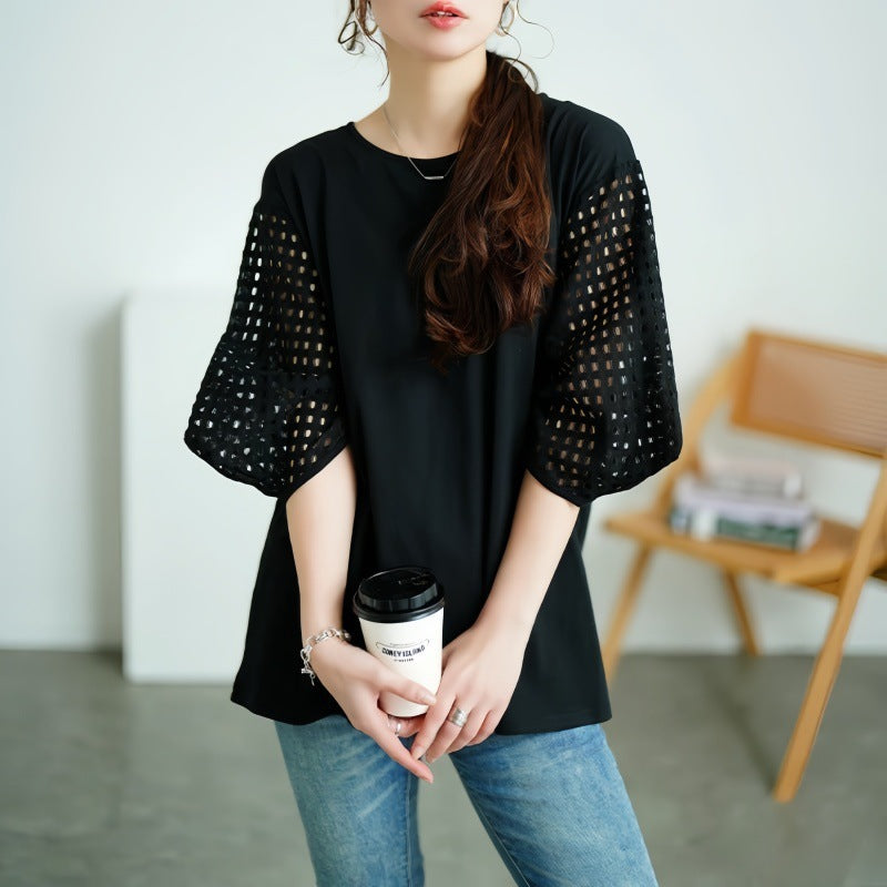 Dames haut élégant avec manches structurées Chic und Stil