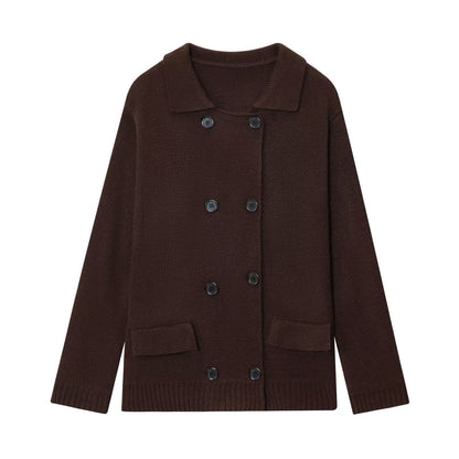 Dames élégante cardigan avec double rangée de boutons et poches pratiques Chic und Stil