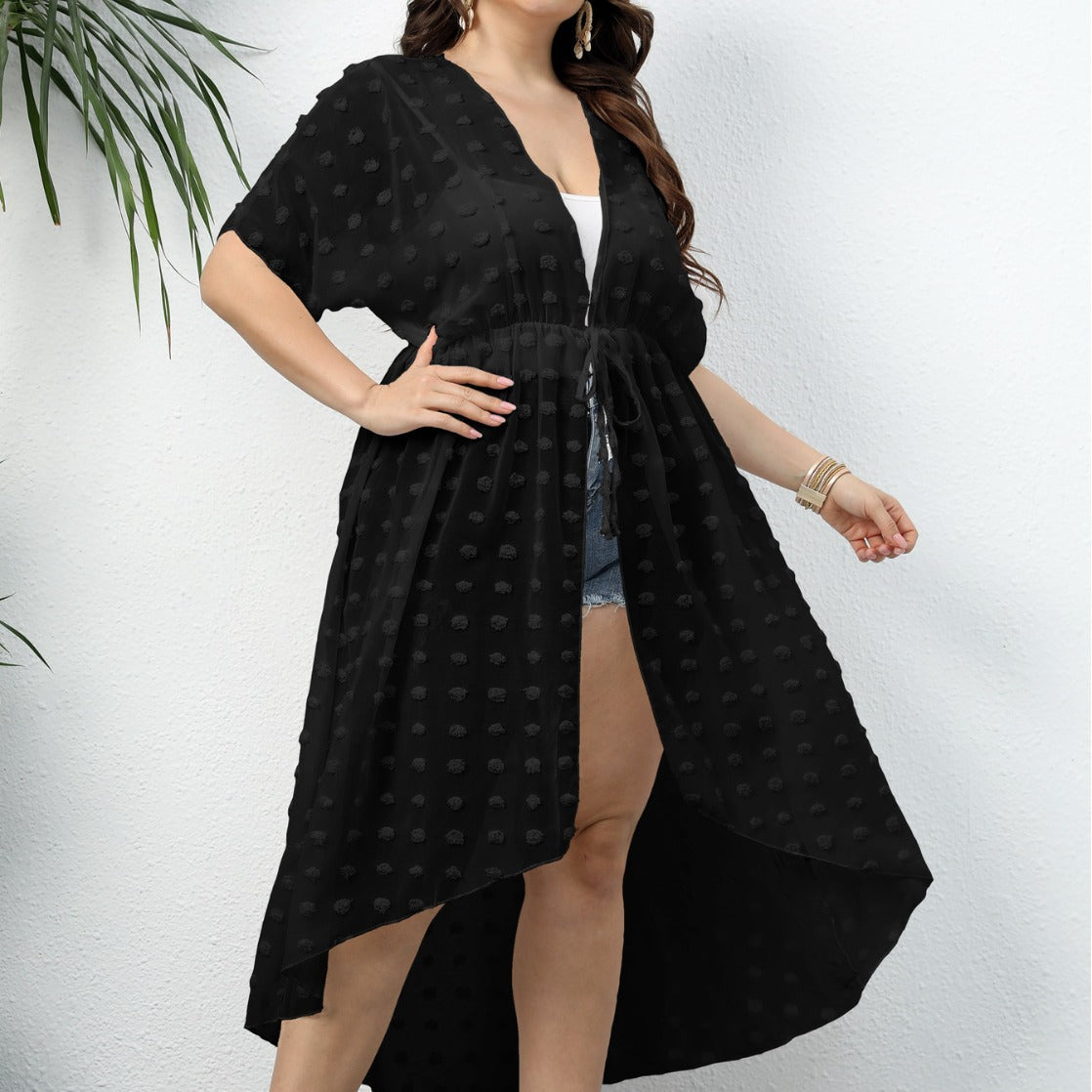 Dames Élégant Transparent Duster Survêtement Chic und Stil