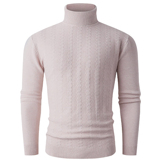 Pullover à col roulé pour hommes avec motif texturé et col montant Chic und Stil