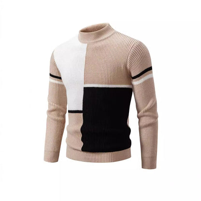 Pull en tricot pour hommes avec un design color block à la mode et un col élevé Chic und Stil