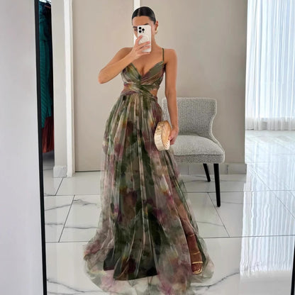 Femme Élégante Robe Maxi avec des détails découpés raffinés et un design fluide Chic und Stil