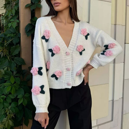 Dames cardigan en tricot avec applications de fraises Chic und Stil