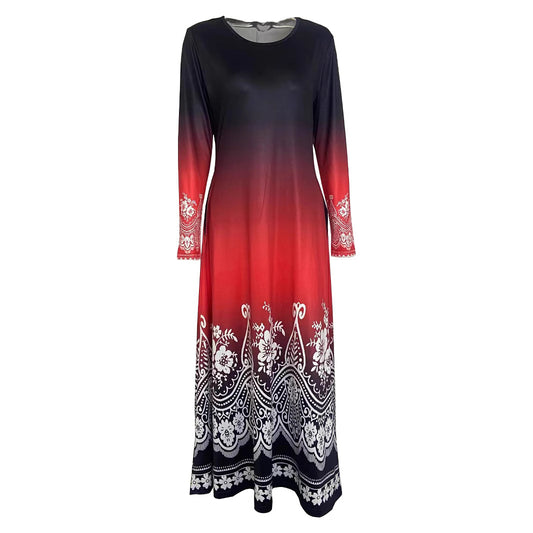 Robe maxi dames avec un design ombre coloré et des décorations florales Chic und Stil
