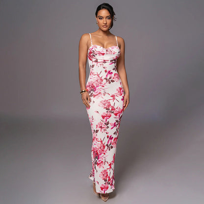 Robe maxi à motifs floraux avec volant pour dames Chic und Stil