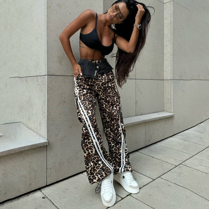 Ladies Elegant Animal Print Jogging Pants Chic and Style