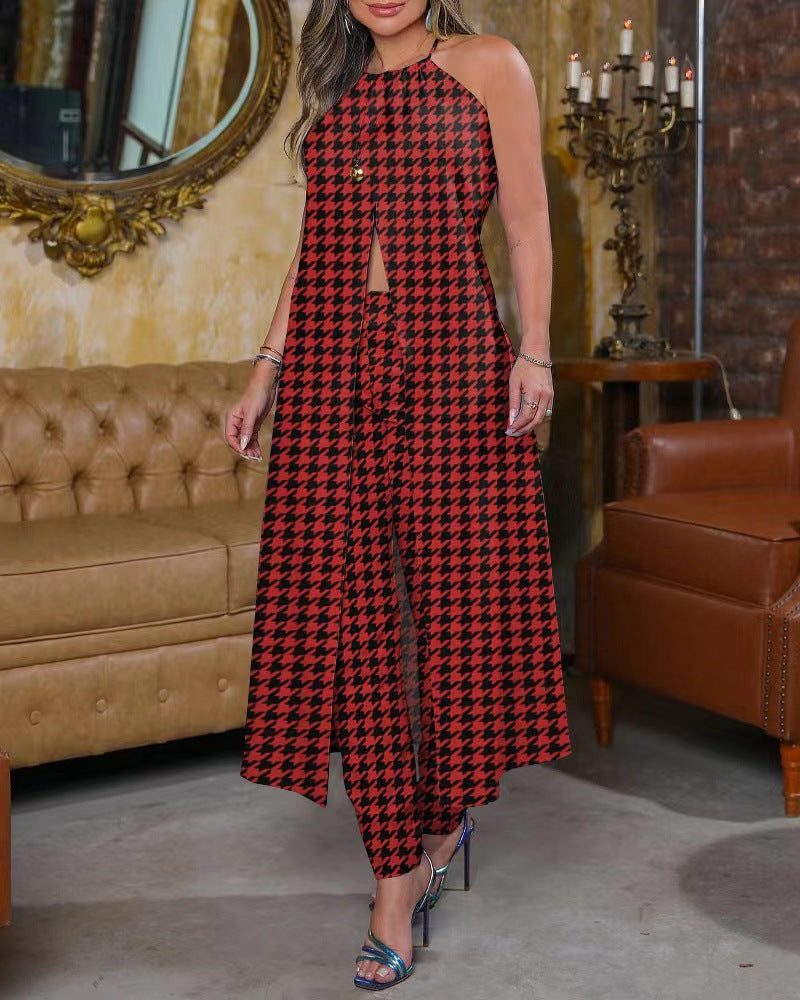 Robe maxi pour femmes avec coupe flatteuse et motif prince de Galles tendance Chic und Stil