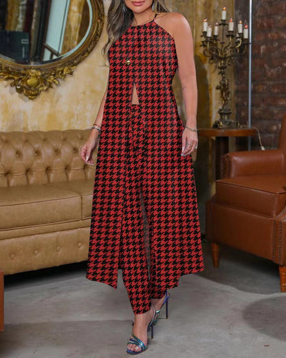 Robe maxi pour femmes avec coupe flatteuse et motif prince de Galles tendance Chic und Stil
