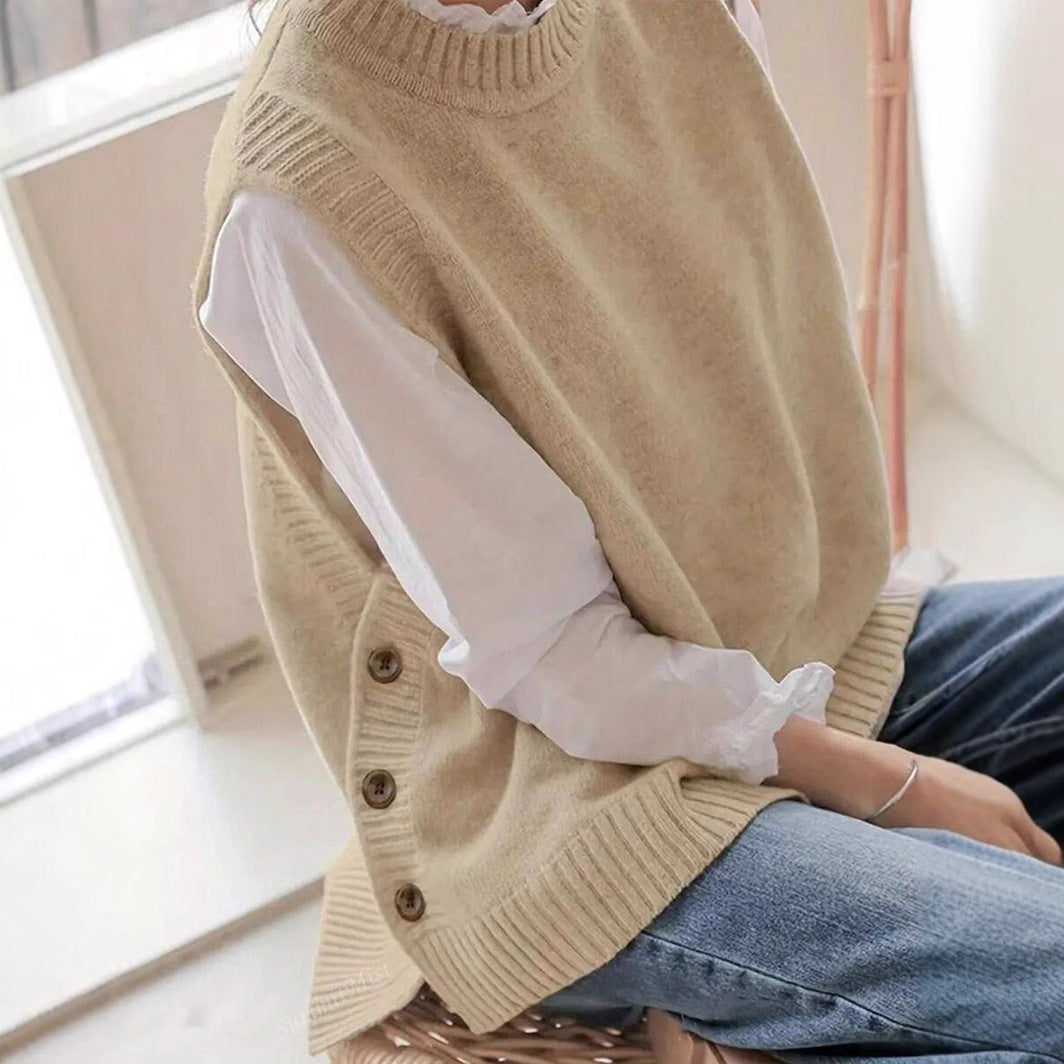 Blouse en tricot pour femmes avec détails de boutons et coupe moderne Chic und Stil