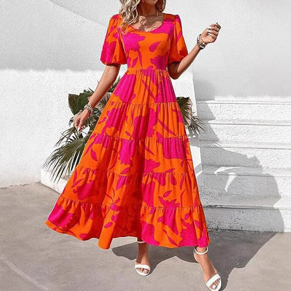 Robe maxi pour femme avec ourlet fluide et motif floral Chic und Stil