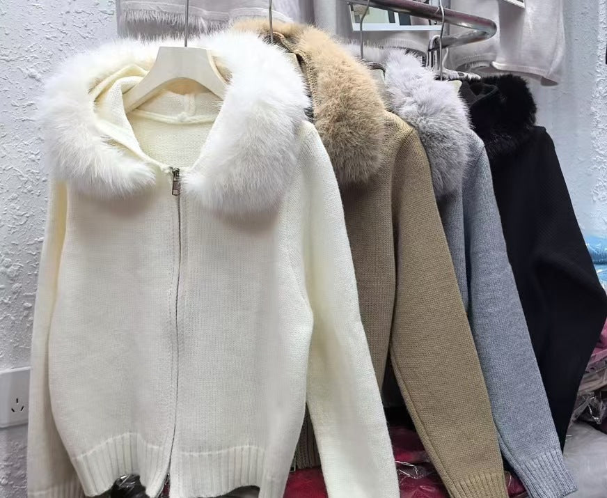 Dames cardigan douillet avec capuche tendance Chic und Stil